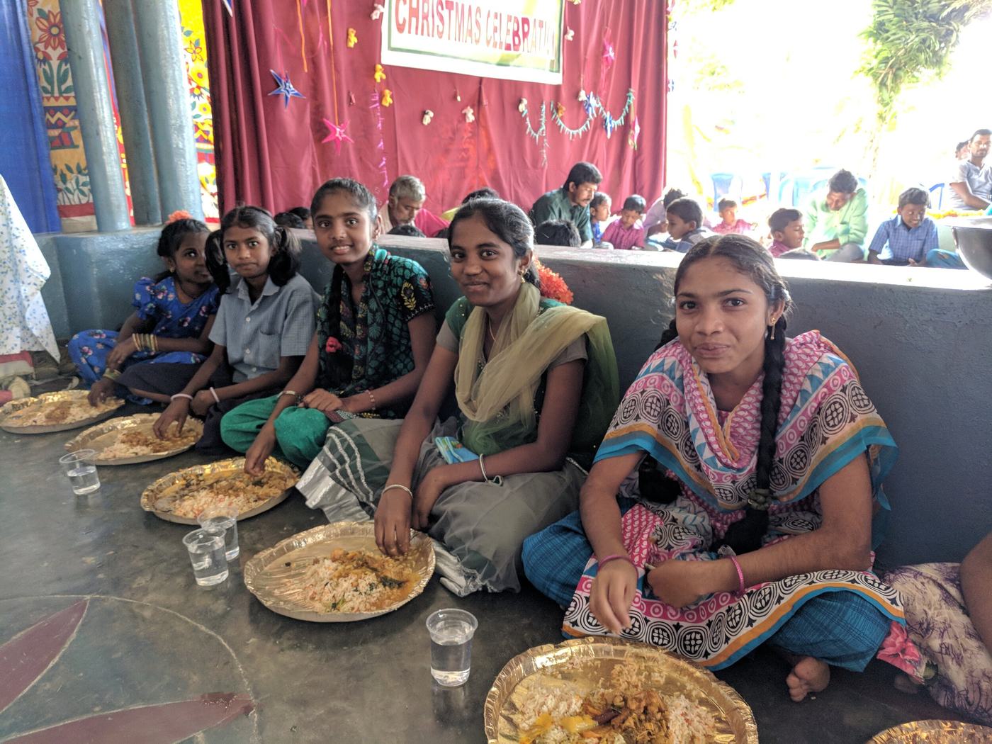A meal shared with families at a centre